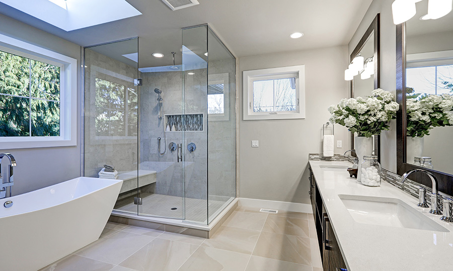 Glass Bathroom with His & Hers sinks
